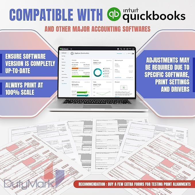Dutymark 1099 NEC Copy A Income Forms, Federal Approved Lazer Tax Forms, Compatible with QuickBooks and Accounting Software, RED Copy A ONLY, 150 Pack (50 Sheets, 3 Forms Per Sheet) - Image 3